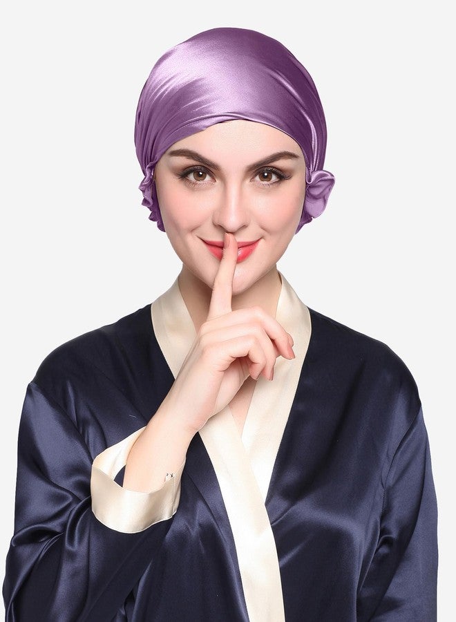 LilySilk Silk Bonnet for Sleeping Womens Sleep Cap 100% 19MM Mulberry Silk for Long Curly Hair Adjustable Stretchy Lavender - Image 4